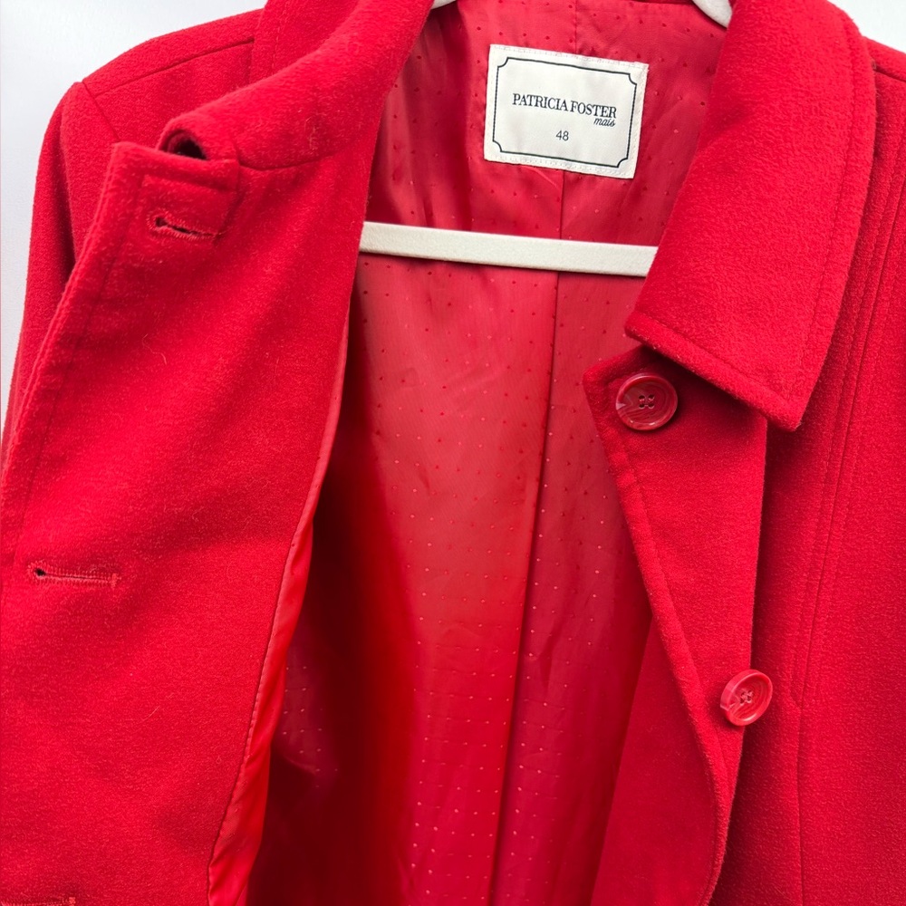 Patricia Foster Red‎ Wool Coat | Women’s Large | Made in Brazil - Picture 5 of 6